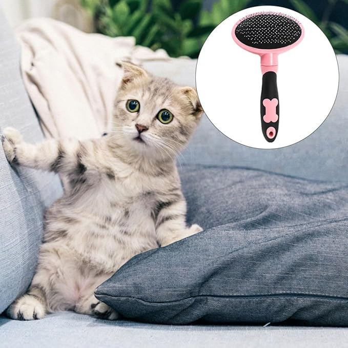 TOYANDONA Pet Grooming Brush and Massage Comb, Pink Pet Hairbrush for Cats and Dogs, Soft Bristle Cleaning Tool for Shedding and Hair Removal, Suitable for Cat and Dog Grooming