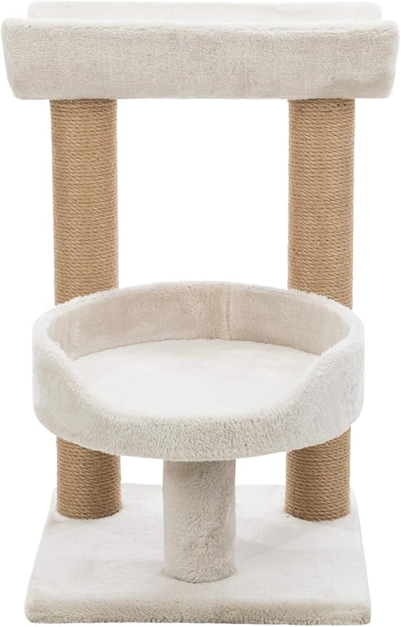 Trixie Isaba Scratching Post – Cat Tower with Jute Posts, Hammock, Condo & Soft Bed – Indoor Cat Furniture for Scratching & Climbing – Gray, 14.2" x 14.2" x 24.4"