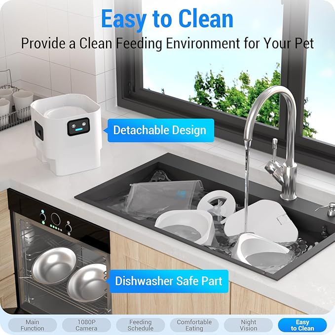 Dual Automatic Cat Feeder with Camera for 2 Cats: 5G WiFi Automatic Dog Feeder with Night Vision, 7L Auto Cat Food Dispenser with Two Camera for Multiple Pet, Easy to Clean-29 Cup(ACF180W-A)