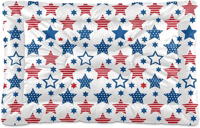 Dog Bed for Crate Washable Pet Sleep Pad, Stars Print Kennel Mat with Non-Slip Bottom, Soft Fluffy Supplies Pet for Dogs and Cats (36x24 inch)
