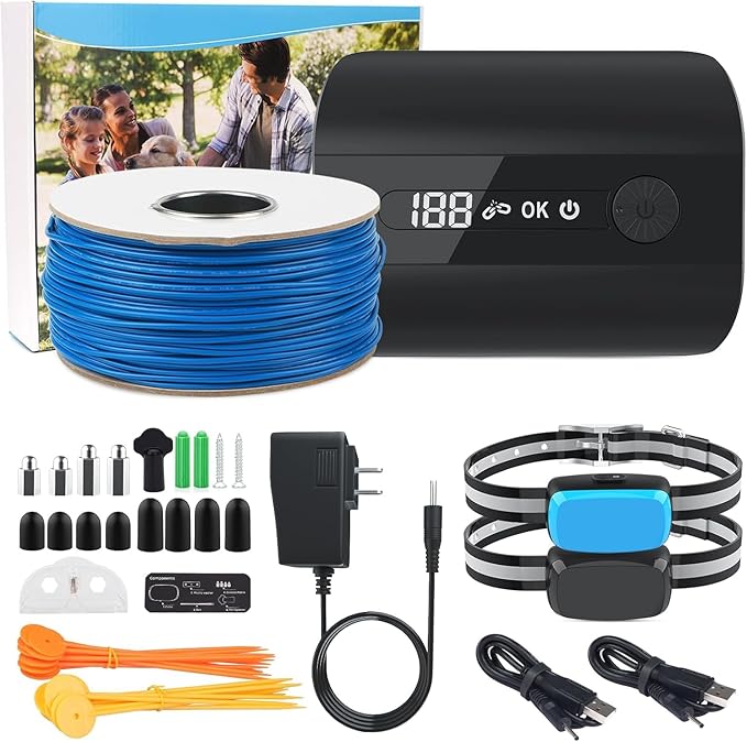Electric Fence for Dog, 2025 Underground Dog Fence for 2 Dogs Containment System In Ground Electric Dog Fence with Waterproof Training Collar, Tone Shock Correction, Covers up to 3/4 Acre