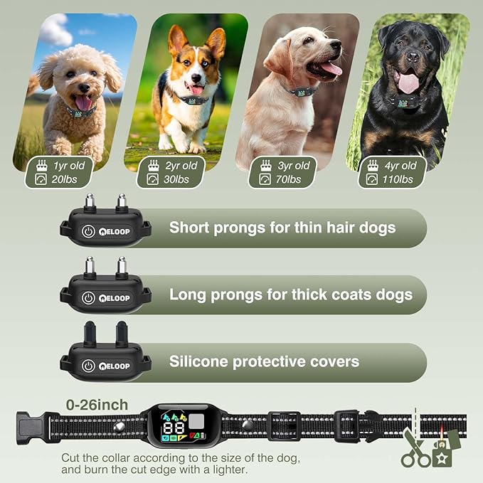 Dog Shock Collar for 3 Dogs - 3300FT Dog Training Collar with Remote IPX7 Waterproof Electric Collar with 3 Training Modes, Rechargeable AI Smart Anti-Barking Device with Three Receiver Collars
