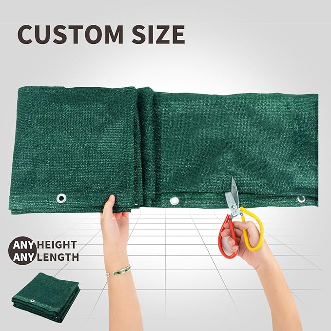 LOVE STORY Custom Size 3'x25' Dark Green Balcony Privacy Screen,UV Block Privacy Fence Screen,90% Shield for Outdoor Pool Garden Apartment Railing