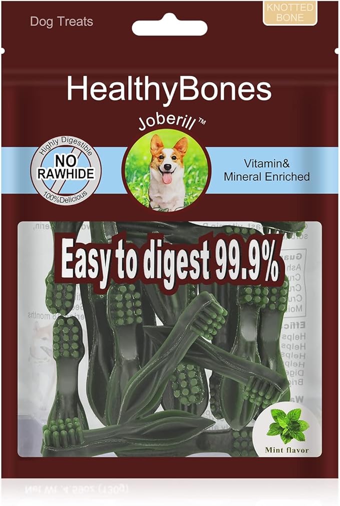 UrbanX HealthyBones Original Natural Dog Dental Care Mint Snacks Oral Health Dog Food for Shollie and Other Large Mixed Breed Dogs, 15 Count