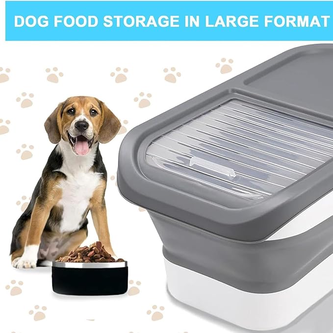 Dog Food Storage - Sliding Lid Pet Kibble Box, Moisture Proof Organizer, Bin For Dry Food, Secure Supply Container | Lightweight Feeding Kitchen, Pantry, Outdoor Trips, Home Use
