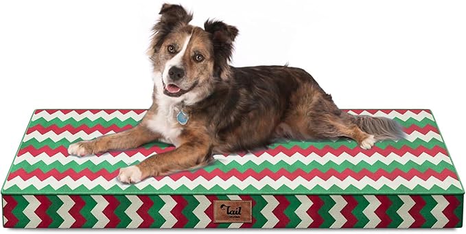 Orthopedic Dog Bed for Large Dogs, Big Waterproof Dog Bed Washable Pet Bed for Large Sized Dogs with Egg Crate Foam Pet Bed Mat, Removable Oxford Cooling Cover, Stripe