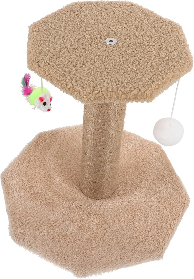 Toyvian Cat Scratching Post for Indoor Cats and Kittens, Small Sisal Rope Floor Scratching Pole with Hanging, Wear-Resistant Kitten Accessory for Pet Play and Climbing