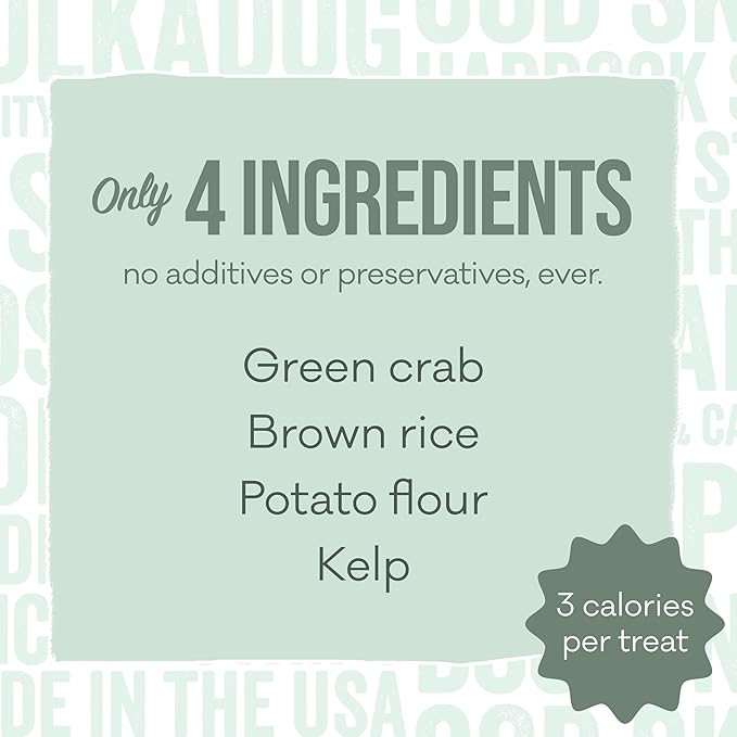 Polkadog Green Crab & Kelp Crunchy Training Bits - All Natural, Limited Ingredient, Premium Training Treats for Dogs, Omega-3 Rich. Great for Allergies, Handcrafted in USA - 7oz (1pk)