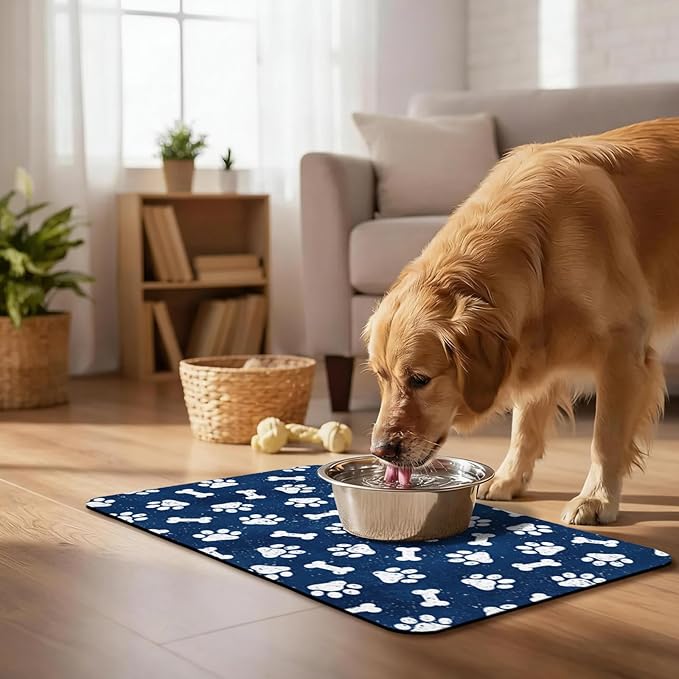 Dog Food Mat, Absorbent Waterproof Non-Slip Pet Cat Bowl Feeding Mat for Food & Water Pet Supplies 16 * 24"