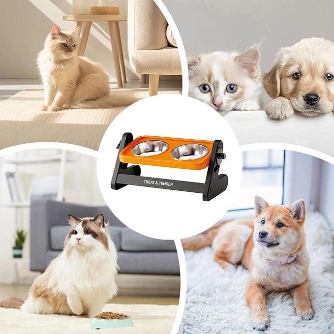 Elevated Pet Bowl Stand, Stainless Steel Food Station, Raised Cat Water Feeder, Non Slip Animal Server, Small Breed Dining Rack, Pet Supply Center