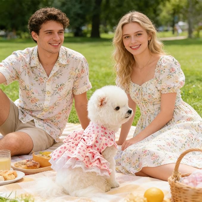 Genérico Dog Dress - Adjustable and Breathable - Summer Clothes for Kittens, Dog Set - for Birthday, Outdoor, Daily Use, Walks, Travel, Photos
