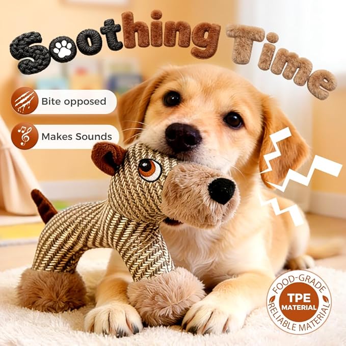 Linen Safari Companions Dog Toys, Durable Linen Dog Toy with Squeaker for Small Medium Large Dogs, Chew Resistant Animal Shaped Toys for Aggressive Chewers Puppy Anxiety Relief (Sheep)