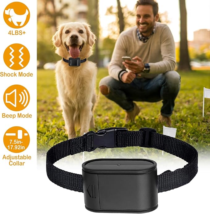 Electric Dog Collar Receiver, Anti-Bark Deterrent Training Collar with Beep Shock Modes, Adjustable Water Resistant Collar Receiver for Pet Fence System for Small Medium Large Dog