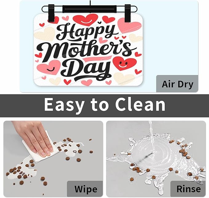 Pet Cat Dog Food Mat Absorbent Dog Feeding Mat Happy Mother's Day Floral Gift Mom Kj No Stains Cat Food Mats Indoor Pet Supplies Dogs Placemat Water Bowl Mats with Rubber Backing 18X12In