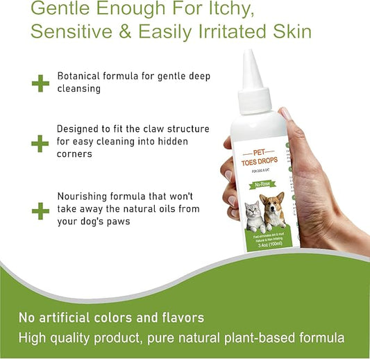 Dog Paw Cleaner – No-Rinse Dog Foot Washer, Deep Cleans Paws & Toes, Natural Plant Ingredients，Safe for Puppies to Large Dogs, Travel-Friendly Puppy Essential-3.4 OZ