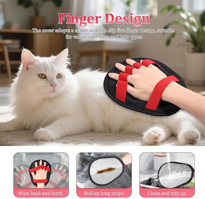 Pet, Five Finger Grooming Tool, Electrostatic Hair Remover Glove, Clothes Fabric Couch, Rubber Massage Material with Soft Bristles, Cleaning for Furniture Car Bed Carpet Shedding