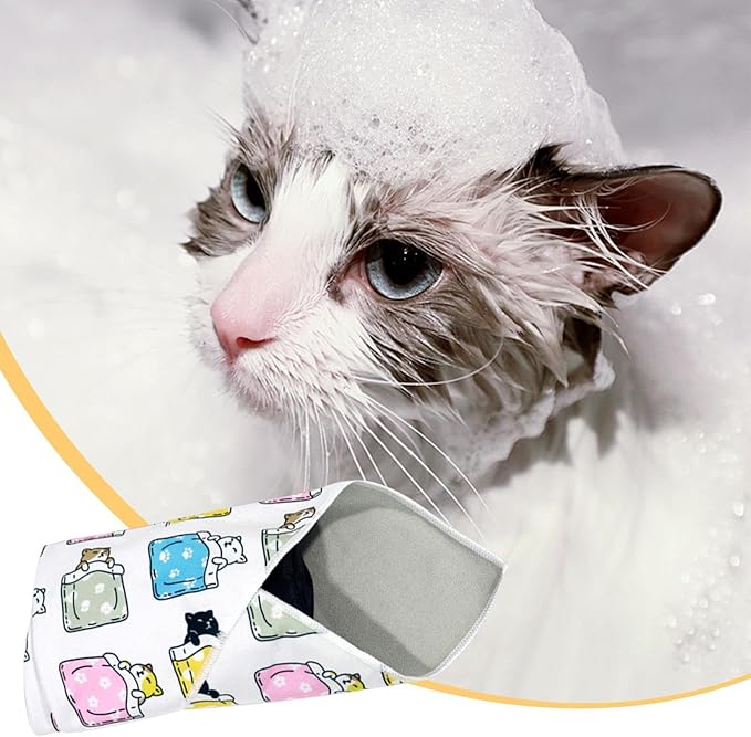 Cat Wrap for Grooming - Self-Adherent Adjustable Blanket Fabric to Wrap Cat, Cat Swaddle Wrap for Nail Trimming | Cat Burrito Wrap, Multifunctional Anti-Escape Bag, Cat Control Mat for Clip Nails