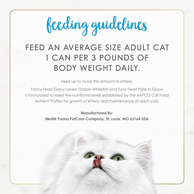 Purina Fancy Feast Gravy Lovers Ocean Whitefish and Tuna Feast Pate in Wet Cat Food Gravy - (Pack of 24) 3 oz. Cans