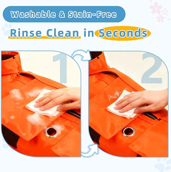 Waterproof Cat Grooming Restraint Bag - Anti-Scratching for Claw Care & Nail Trimming, Ideal for Cat Medical Examination (Orange, S)