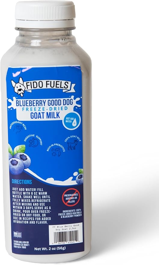 Blueberry Good Dog Freeze Dried Goat Milk - 12 oz Bottle with 2 oz Product