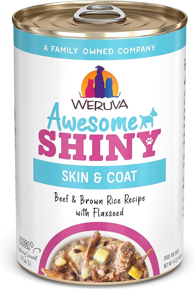 Weruva Awesome Shiny Wet Dog Food, Beef & Brown Rice, 14oz Can (Pack of 10)