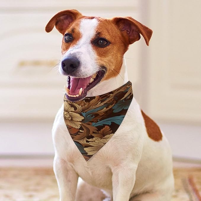 Dog Bandana Spring Pet Scarf Adjustable Triangle Set of Ornate Floral Printing Dog Bib Washable Polyester Puppy Bandana for Small Medium Large Dogs Cat Birthday Party Supplies