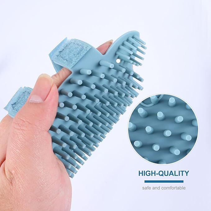 minkissy Silicone Cat Massage Comb Grooming Wall Brush Corner Self Groomer Light Green Small for Cats Wet and Dry Use Hair Removal