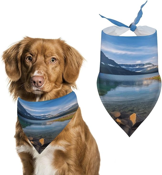 Dog Bandana Spring Pet Scarf Adjustable Triangle Glacier National Park Printing Dog Bib Washable Polyester Puppy Bandana for Small Medium Large Dogs Cat Birthday Party Supplies