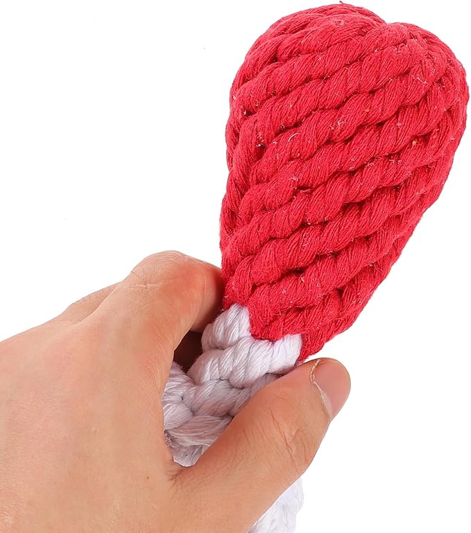 Amosfun Handmade Woven Chicken Drumstick Dog Chew, Small Cotton Rope Sturdy Puppy Teething for Interactive Play, Pet Supplies for Small and Medium Dogs