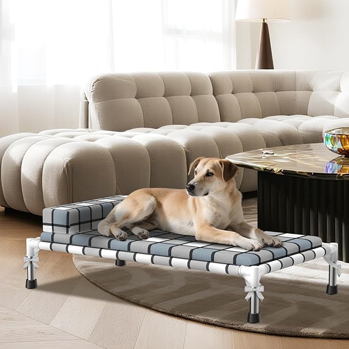 Elevated Raised Lifted Dog Bed Elevated Dogs Bed with Bolster & Cushion Mat Raised Pet Couch Bed with Pillow for Indoor Outdoor