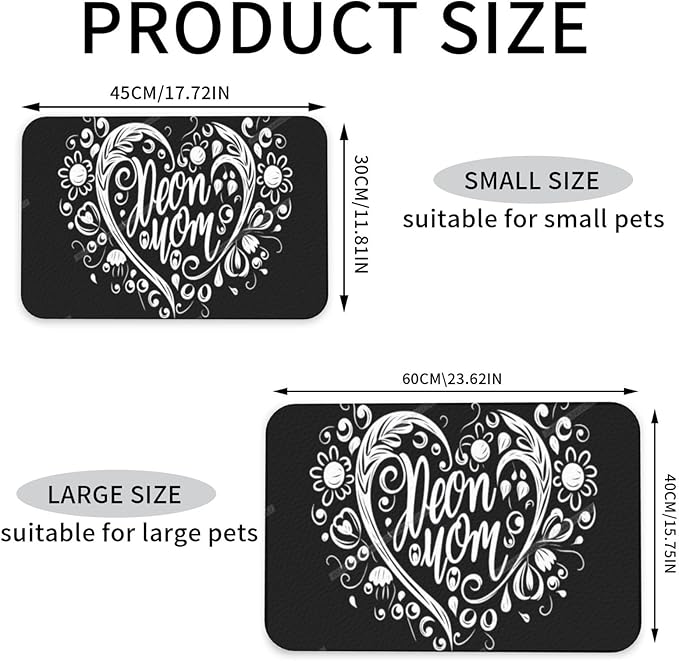 Dog Food Mat Happy Mother's Day Floral Gift for Mom Hn Absorbent Water Bowl Mats Cat Pet Feeding Placemats 24x16In
