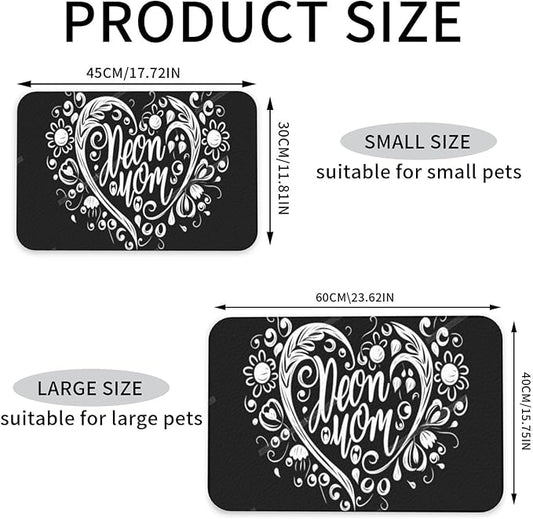 Dog Food Mat Happy Mother's Day Floral Gift for Mom Hn Absorbent Water Bowl Mats Cat Pet Feeding Placemats 24x16In