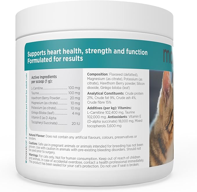 maxxipaws maxxicardio Heart & Cardiovascular Powder Supplement for Cats, 3.2oz