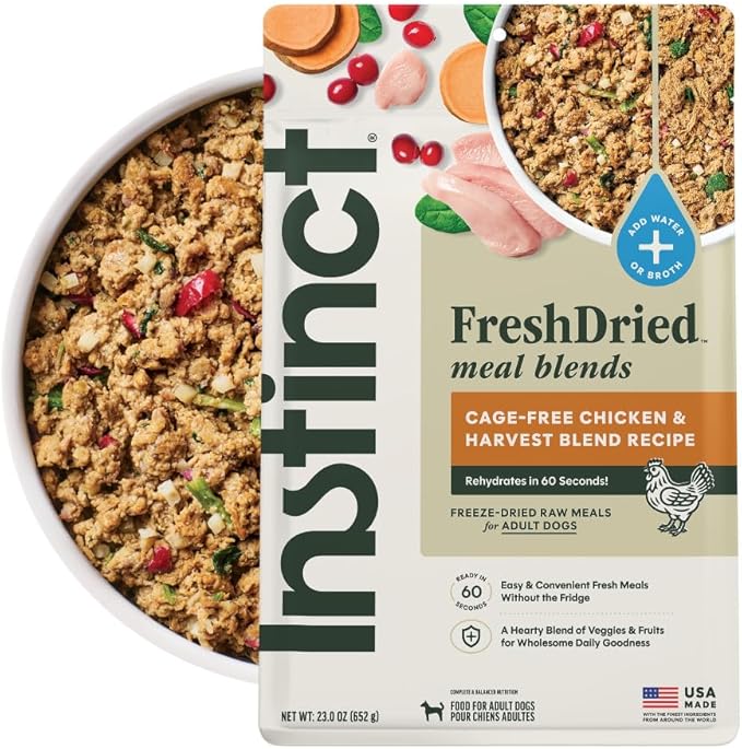 Instinct FreshDried Meal Blends, Freeze Dried Dog Food, Grain Free - Chicken & Harvest Blend, 23 oz. Bag