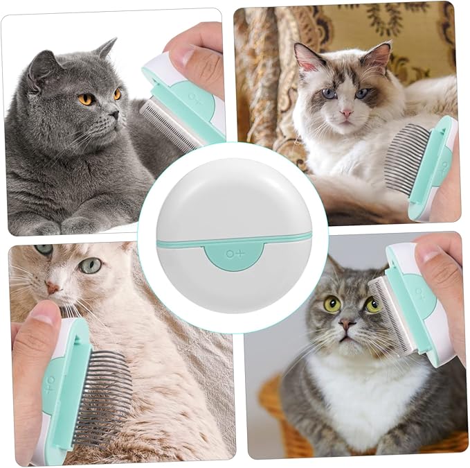 Luxshiny Cat Hair Comb Massage Brush for Shedding and Grooming Long Hair Cats Cleaning and Detangling Tool with Dual Combs and Tangle Removal Portable Pet Grooming Accessory