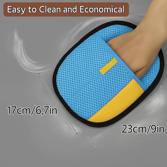 2pcs Set Pet Hair Remover Glove, Grooming Gloves for Dogs and Cats,Reusable Cat & Dog Hair Remover for Couch Furniture+Free Comb (Blue)