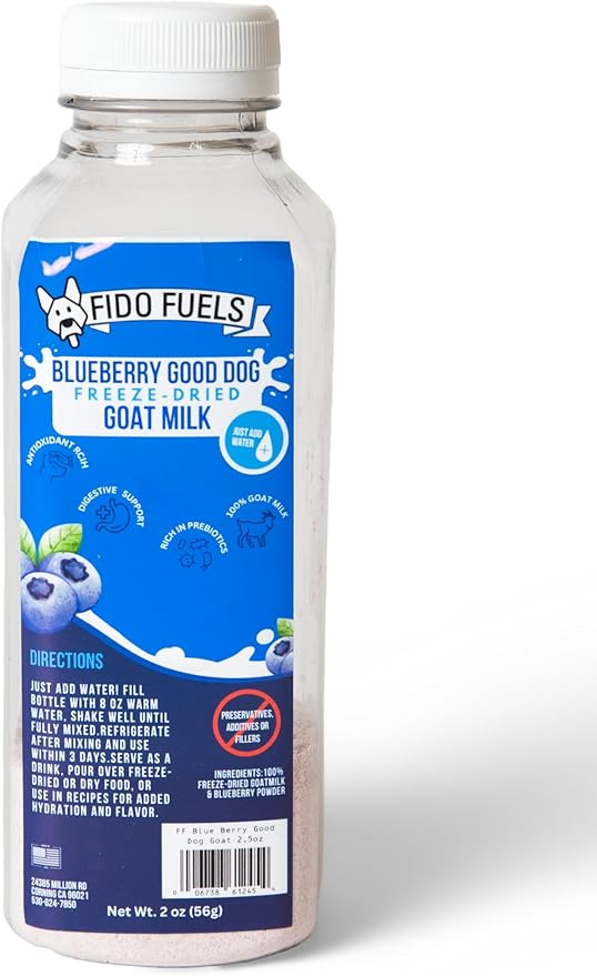 Blueberry Good Dog Freeze Dried Goat Milk - 12 oz Bottle with 2 oz Product