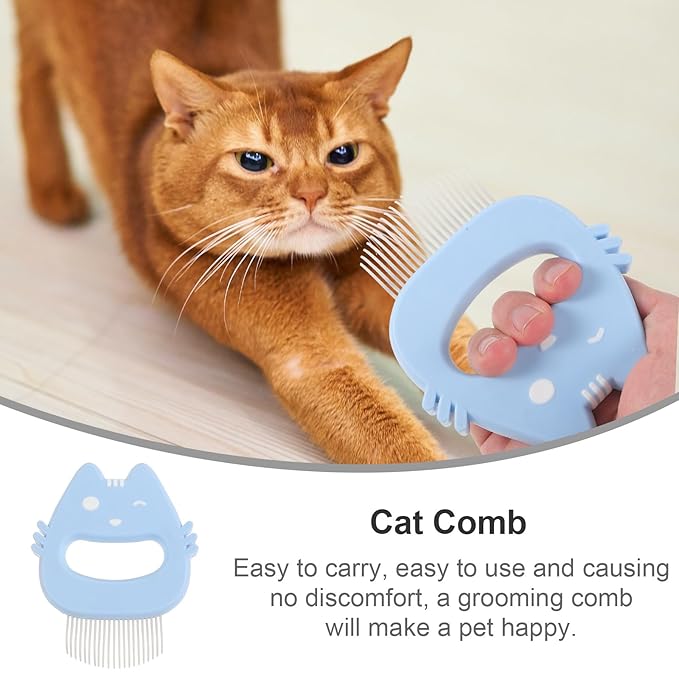 GANAZONO 3pcs Pet Hair Removal Comb Set with Silicone Handle, Portable Dog and Cat Massage Grooming Brushes for Shedding Control, Household Compact Hair Combs for Cats and Dogs
