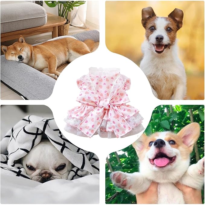 Small Dog Dress | Cute Adjustable Pet Supplies | Kitten Summer Clothes Dog Set - for All Breeds Daily Use Outdoor Walk Photo Shoot Summer