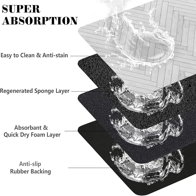 Dog Food Mats for Floors Absorbent, Pet Cat Food Mat - Quick Dry Dog Bowl Mats for Food and Water, Boho Pet Supplies 12" x 20"