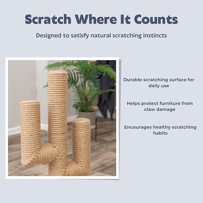 Trixie Neo 27" Scratching Post - Cute Cactus Cat Tree Designed with Extra Thick Jute - Indoor Small Cat Scratcher Furniture