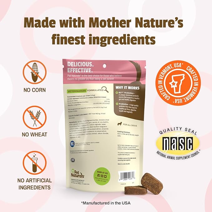 Pet Naturals Daily Probiotic for Dogs, Duck Flavor, 160 Chews - 120M CFUs Pre and Probiotics for Dogs Digestive Health, Gut Health, Immune Support, Diarrhea, Allergies and Itching