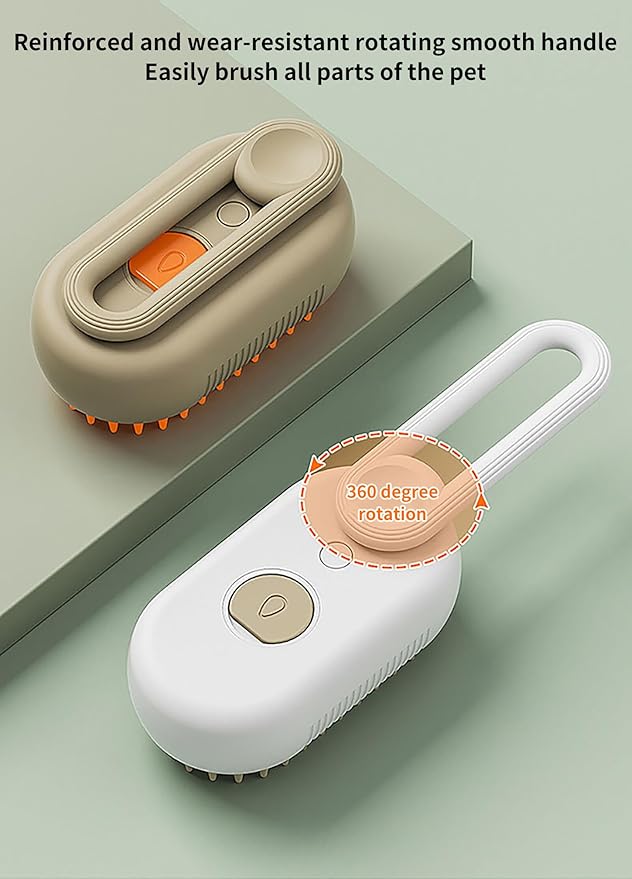 2 Pcs Pet Spray Massage Brush, Cat Hair Steam Brush for Shedding,Cleaning Pet Brush for Massage and Bathing with One Click Spray,Silicone Grooming Spray Comb with 360° Rotating Arm