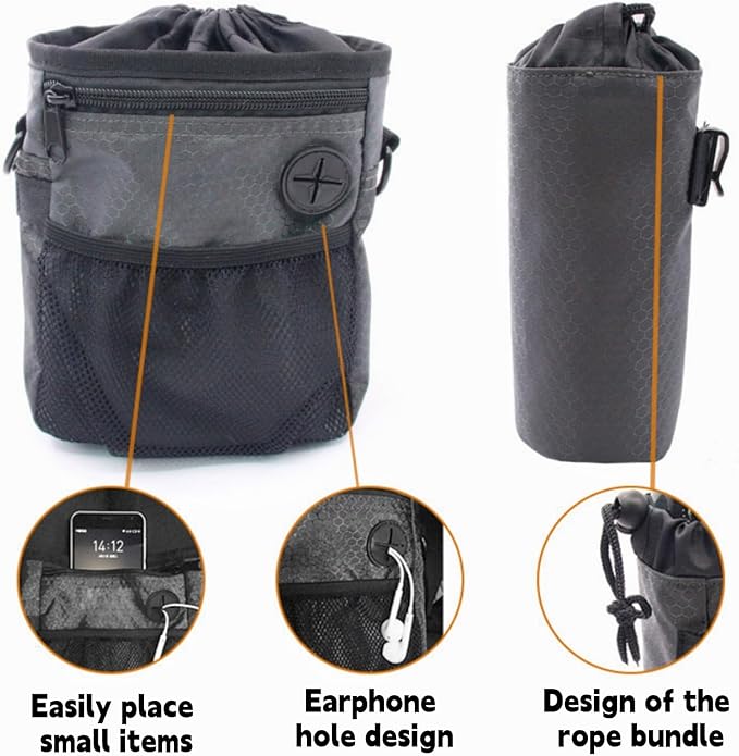 Dog Treat Pouch with Water Bottle Bag, Treat Pouches for Pet Training, Large Dog Training Treat Pouch Built-in Poop Bag Dispenser Suitable for Climbing Hiking Dog Walking