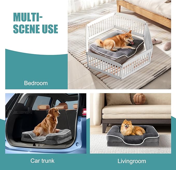 NEWBULIG 35x25 Inch Orthopedic Dog Bed Large Sized, Dog Couch/Sofa Bed with Washable Cover, Waterproof, Memory Foam, Soft Fluffy Surface