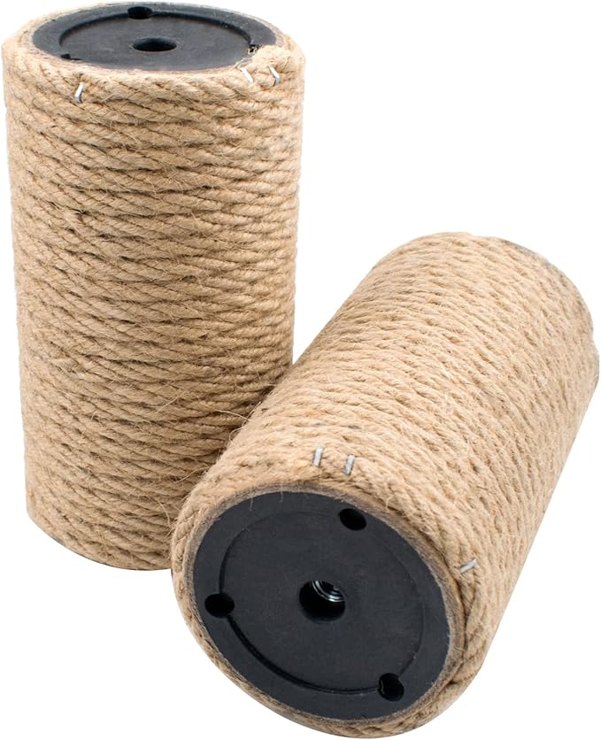 2 Pack Cat Scratching Posts Jute Rope Replacement Scratcher Refill Post for Cats Cube Tower Kittens Scratch Pole Perch Interactive Toys Carpeted Furniture Accessories Deterrent Tree 4.92'' (M8 Screws)