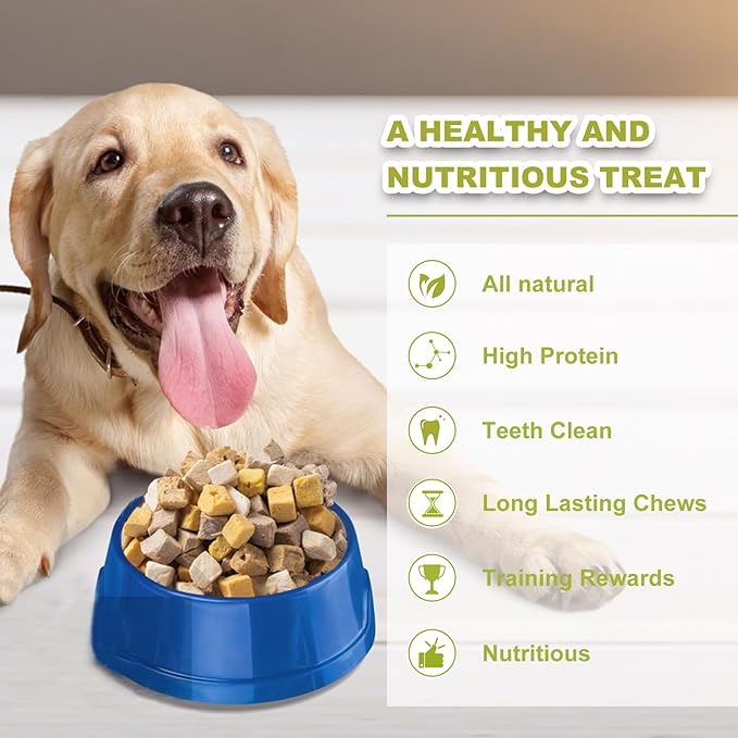 5-in-1 Freeze-Dried Cat & Dog Treats - Natural Chicken, Salmon, Egg Yolk, Duck & Liver, Grain-Free High Protein Snacks (5oz)