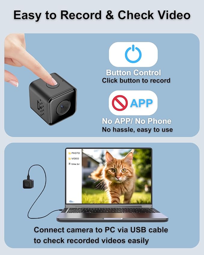 Cat Camera Collar with Tracker Tag, 1080P HD Video Recording Pet POV Cam, NO WiFi NO APP, Body Camera for Cat/Dog Tracking — Lightweight, Night Vision, Easy Playback