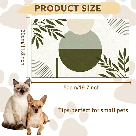 GLOBLELAND Bohemia Leaves Pet Food Mat for Floors 11.8×20 inch Dogs Food Mats Absorbent Dog Bowl Mat Quick Dry Dog Cat Pet Placemats Pets Supplies for Water Dispenser