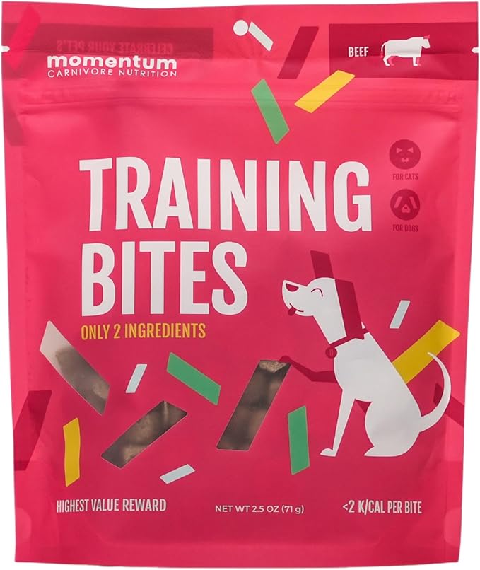 Momentum Carnivore Nutrition Freeze-Dried Beef Training Bites – Two Ingredients-Beef Kidney and Heart, Grain-Free, All-Natural Dog Treats –Made in USA – Perfect for Training & Rewards- 2.5 oz Bag